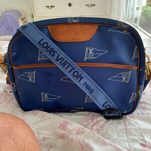 Louis Vuitton Blue and Tan Messenger Bag